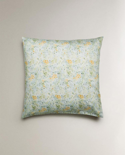 ZARA HOME НАВОЛОЧКА С ЦВЕТОЧНЫМ ПРИНТОМ, ЗЕЛЕНЫЙ