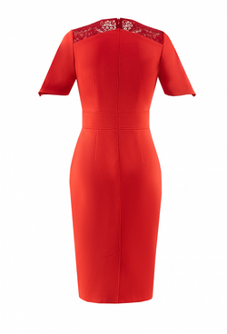 Платье-футляр из костюмной ткани красное 08-01-20 SS