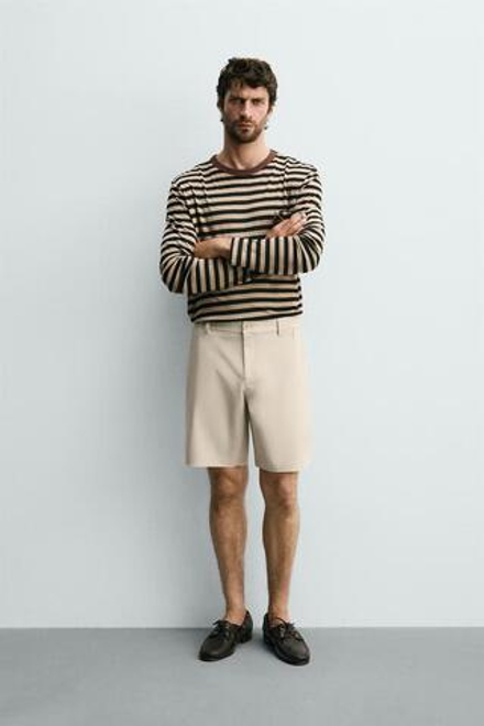 ZARA КОМФОРТНЫЕ ТЕХНОЛОГИЧНЫЕ ШОРТЫ, БЕЖЕВЫЙ