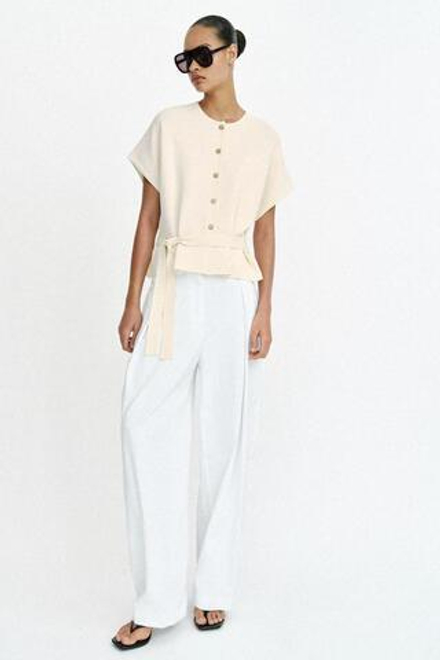 ZARA КАРДИГАН С ПОЯСОМ, ЭКРЮ