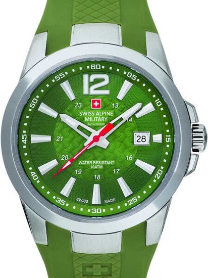 С ремешком Мужские часы с резиновым браслетом Swiss Alpine Military 7058.1838 sport men`s 43mm 10ATM