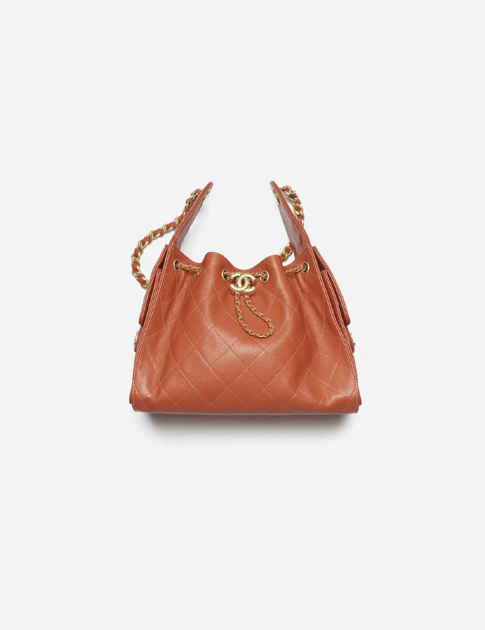 Сумка Chanel 25 Small Handbag Grained Calfskin & Gold-Tone Metal "Dark Orange"