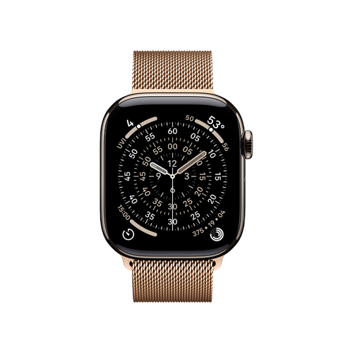 Умные часы Apple Watch Series 11 GPS + Cellular, 42mm, Natural Titanium Case with Gold Milanese Loop