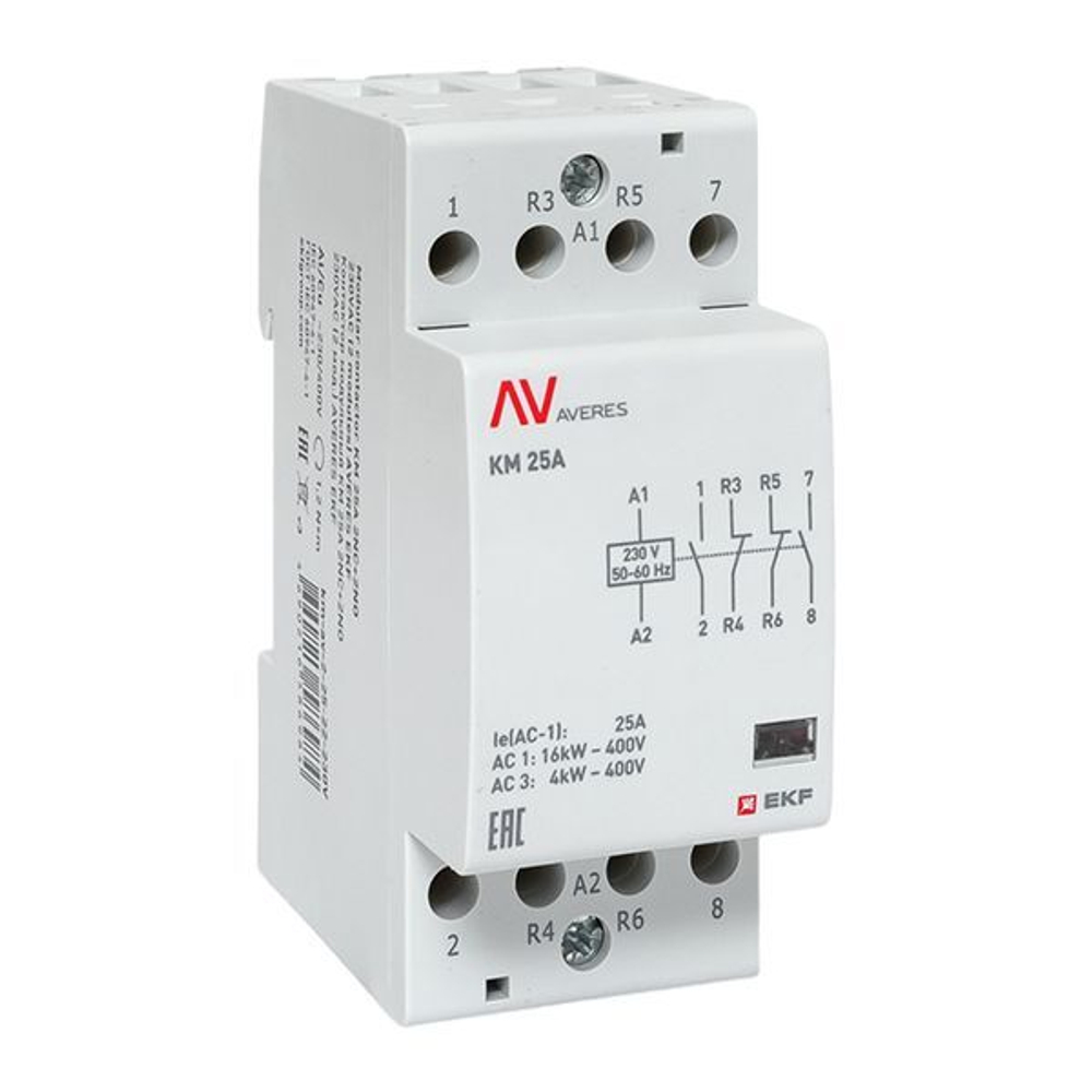 Контактор модульный EKF km-av-2-25-22-230V