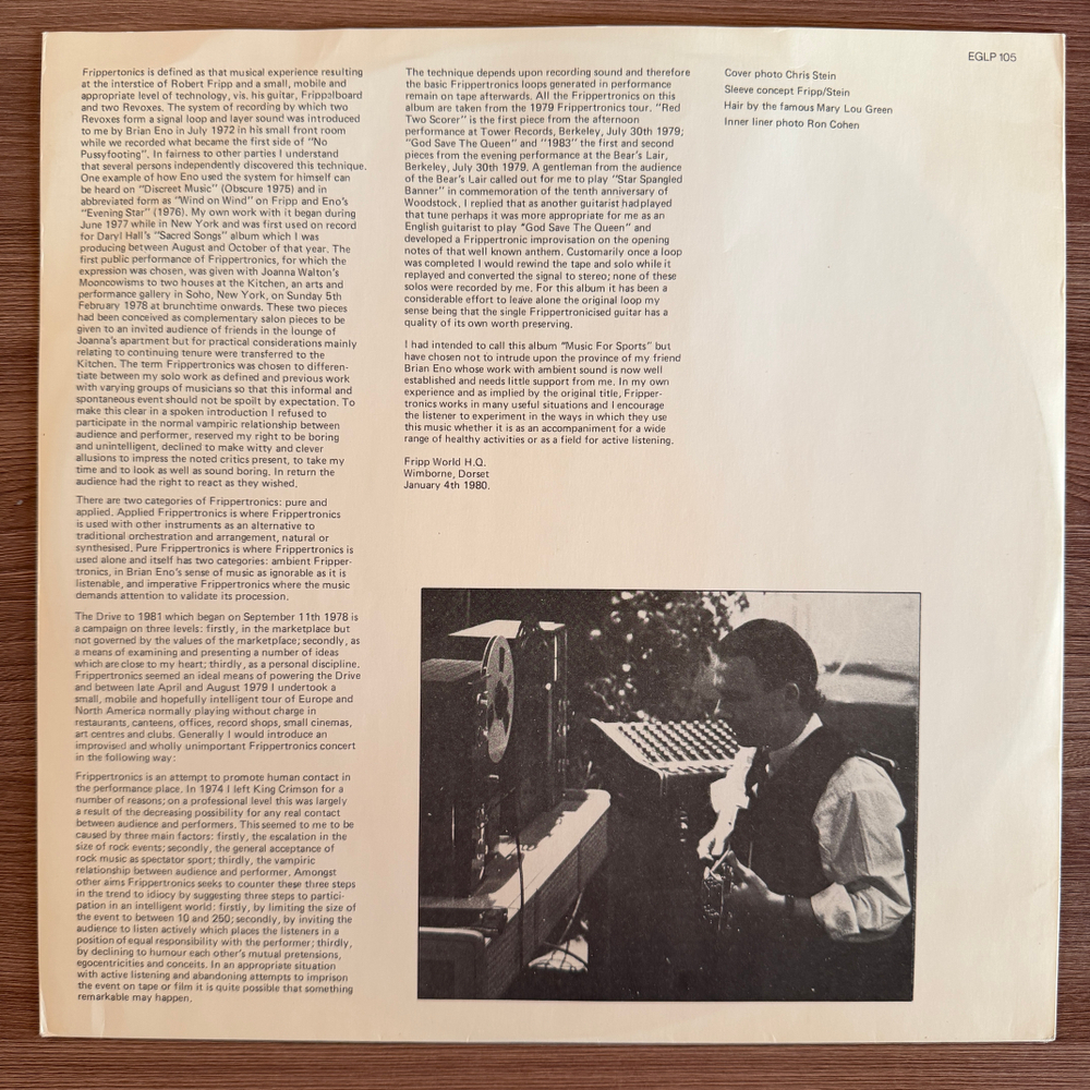 Robert Fripp ‎– God Save The Queen / Under Heavy Manners (Англия 1980г.)