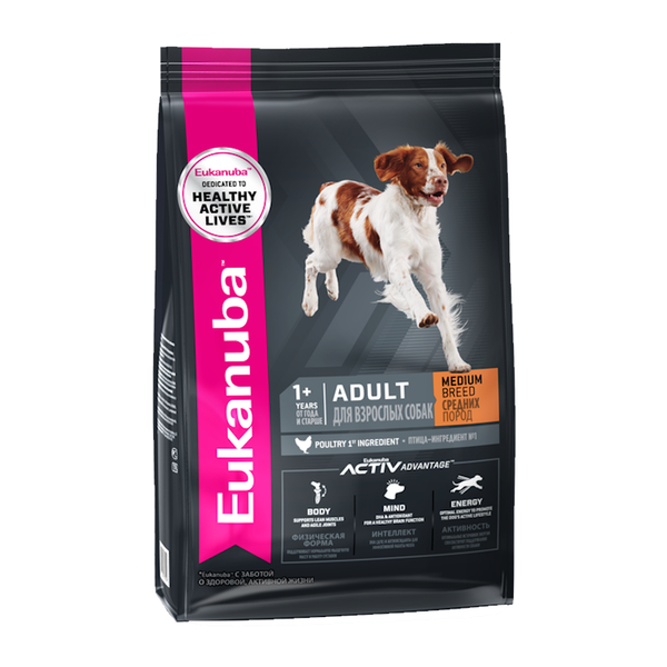 Сухой корм Eukanuba Adult Medium Breed 1+ years для взрослых собак средних пород