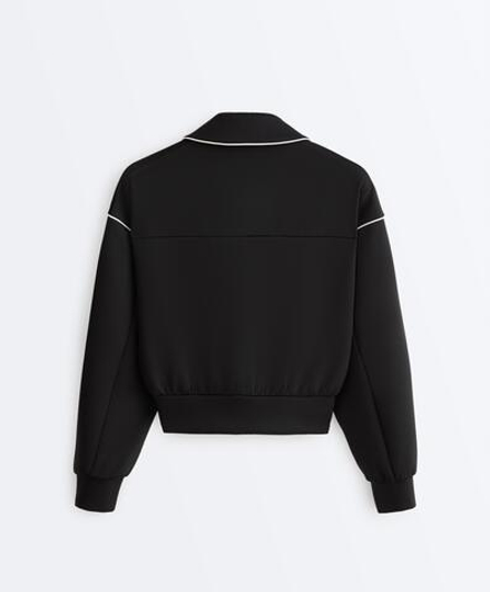 Oysho Куртка с эффектом неопрена без капюшона, черный