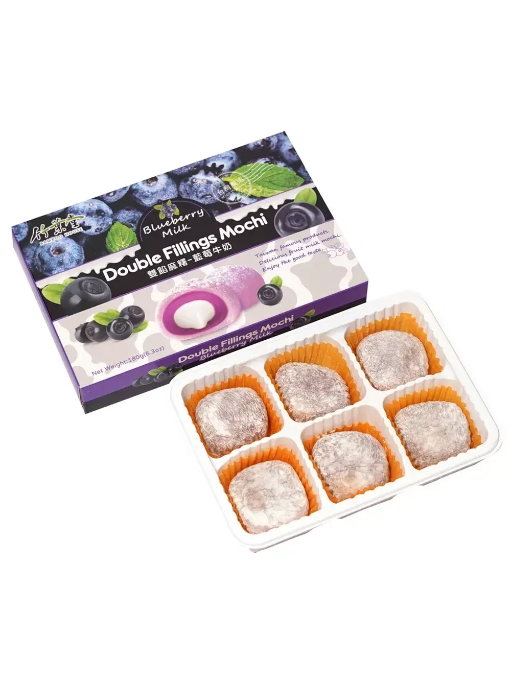 Моти с двойной молочной начинкой со вкусом Голубики 180 г