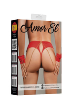 Бесшовные трусики-танга с цепочкой и наручниками (Размер: M) (Цвет: черный)