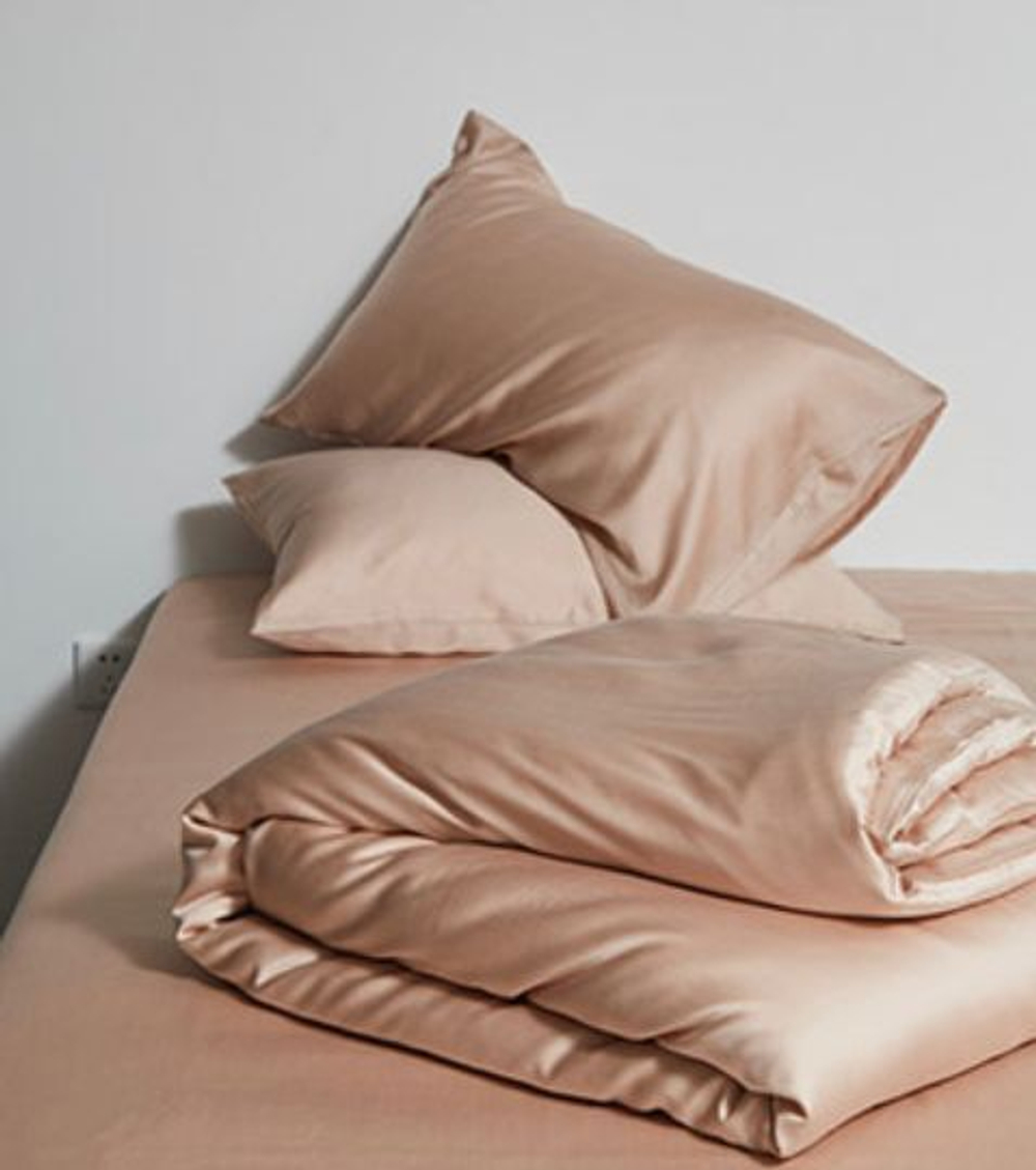 ZEPHYR HOME Постельное белье на двуспалку Тенсель пудра простыня на резинке