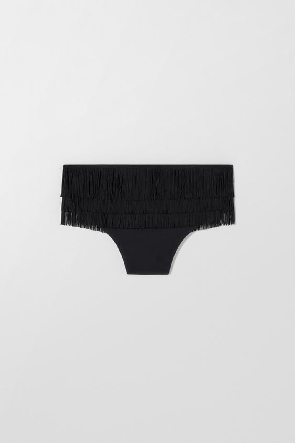 ZARA X KATE MOSS ШОРТИКИ-БИКИНИ С ОБОРКАМИ, ЧЕРНЫЙ