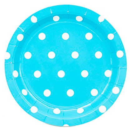 Тарелка-Горошек-голубая-17см-6шт
