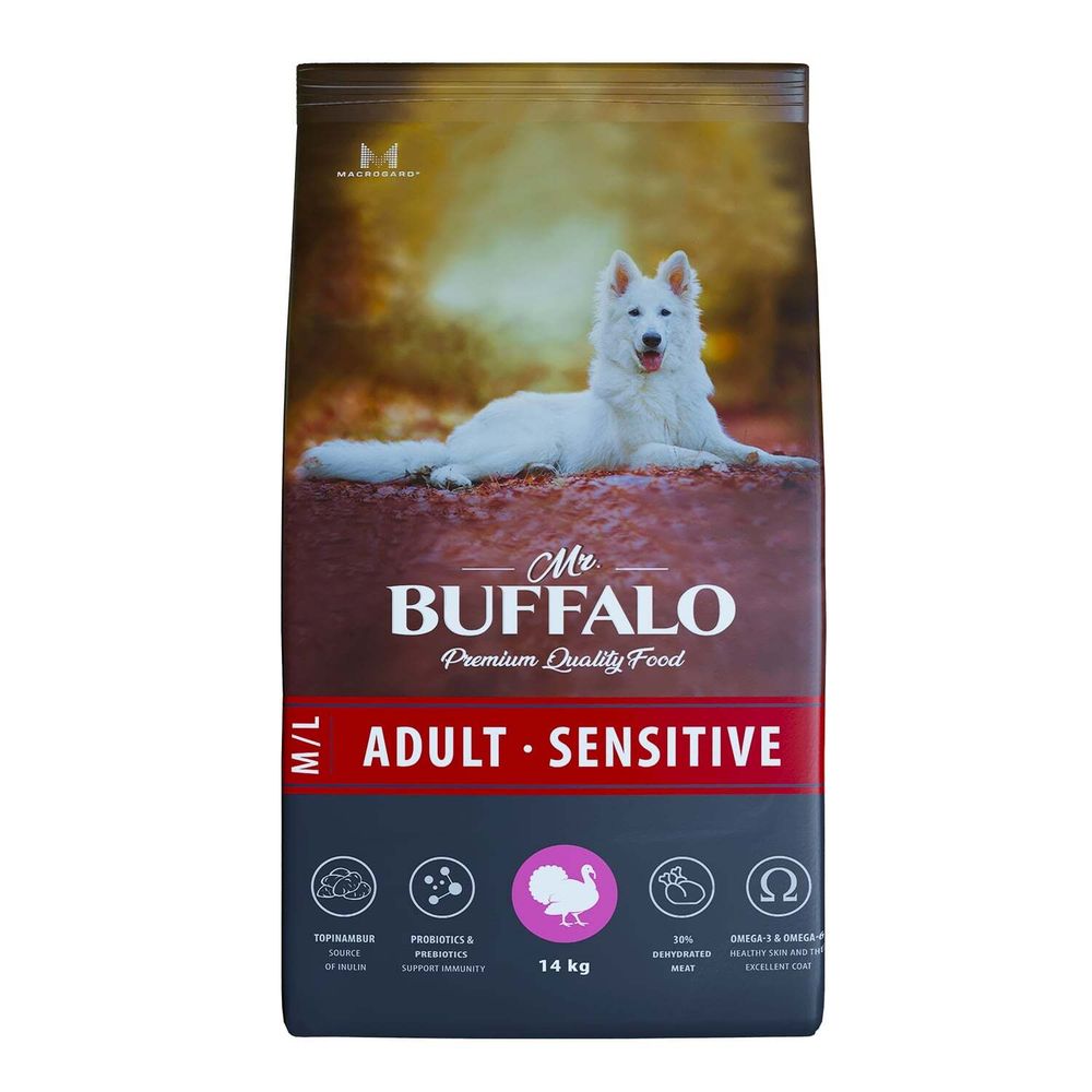 Сухой корм MR.BUFFALO ADULT M/L SENSITIVE для собак средних и крупных пород индейка 14 кг