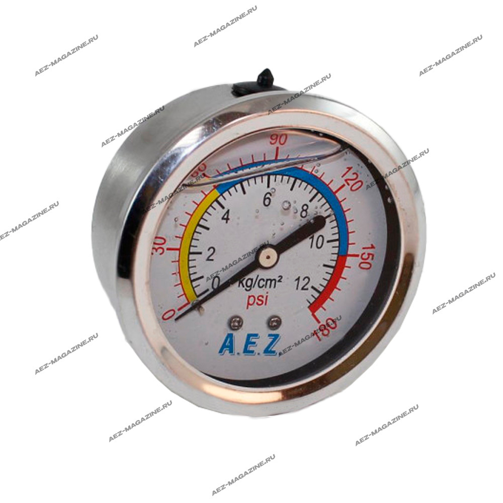 Манометр с глицерином, резьба М13 (1/4H), до 12Bar, 180Psi, диаметр 69мм