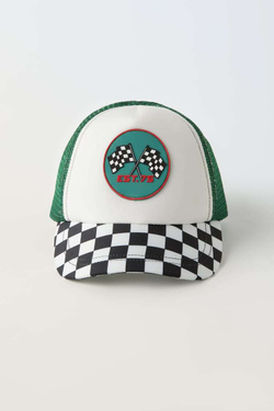 ZARA КЕПКА ДЛЯ КОСТЮМА ГОНЩИКА, ЗЕЛЕНЫЙ