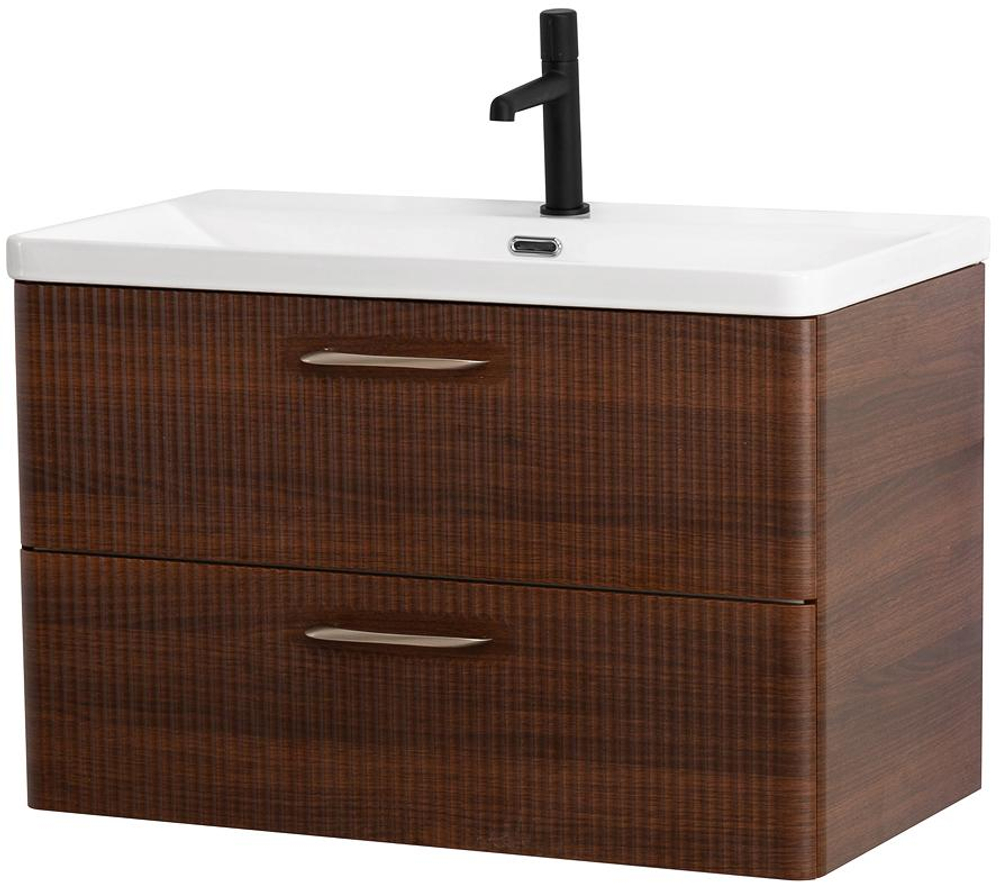 Подвесная тумба с раковиной Belbagno DUE, 80 см Noce DUE-800-2C-SO-NOCE-P + BB-8076-3-80