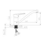 Смеситель для кухни 35k MIXLINE ML14-03GR б/отв п/гайку ГРАФИТ (без подводки)