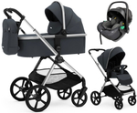 Коляска Agex Life 3 в 1 хромированная рама с автокреслом i-Safe Black ALM606 Midnight Grey (Темно-серый)