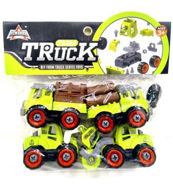 Набор машинок конструктор с отверткой 4в1 в пакете "Лесная техника"