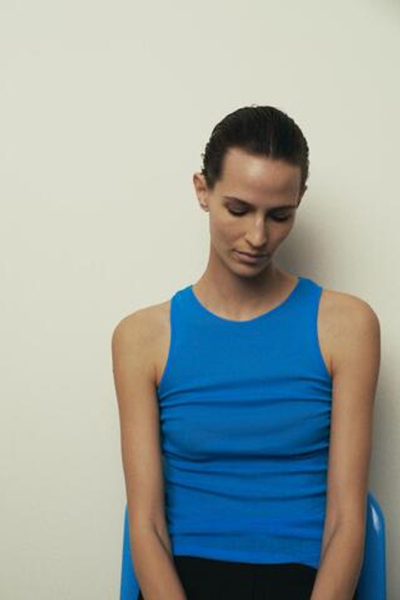 ZARA ФУТБОЛКА SUPIMA® БЕЗ РУКАВОВ, СИНИЙ ЭЛЕКТРИК