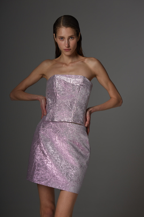 Юбка мини, жаккард, леопард синий с золотом