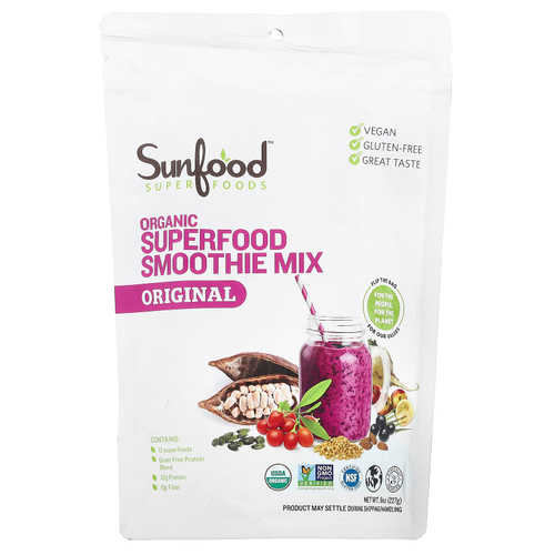Sunfood, Сырая органическая смесь суперпродуктов для смузи, 227 г (8 унций)