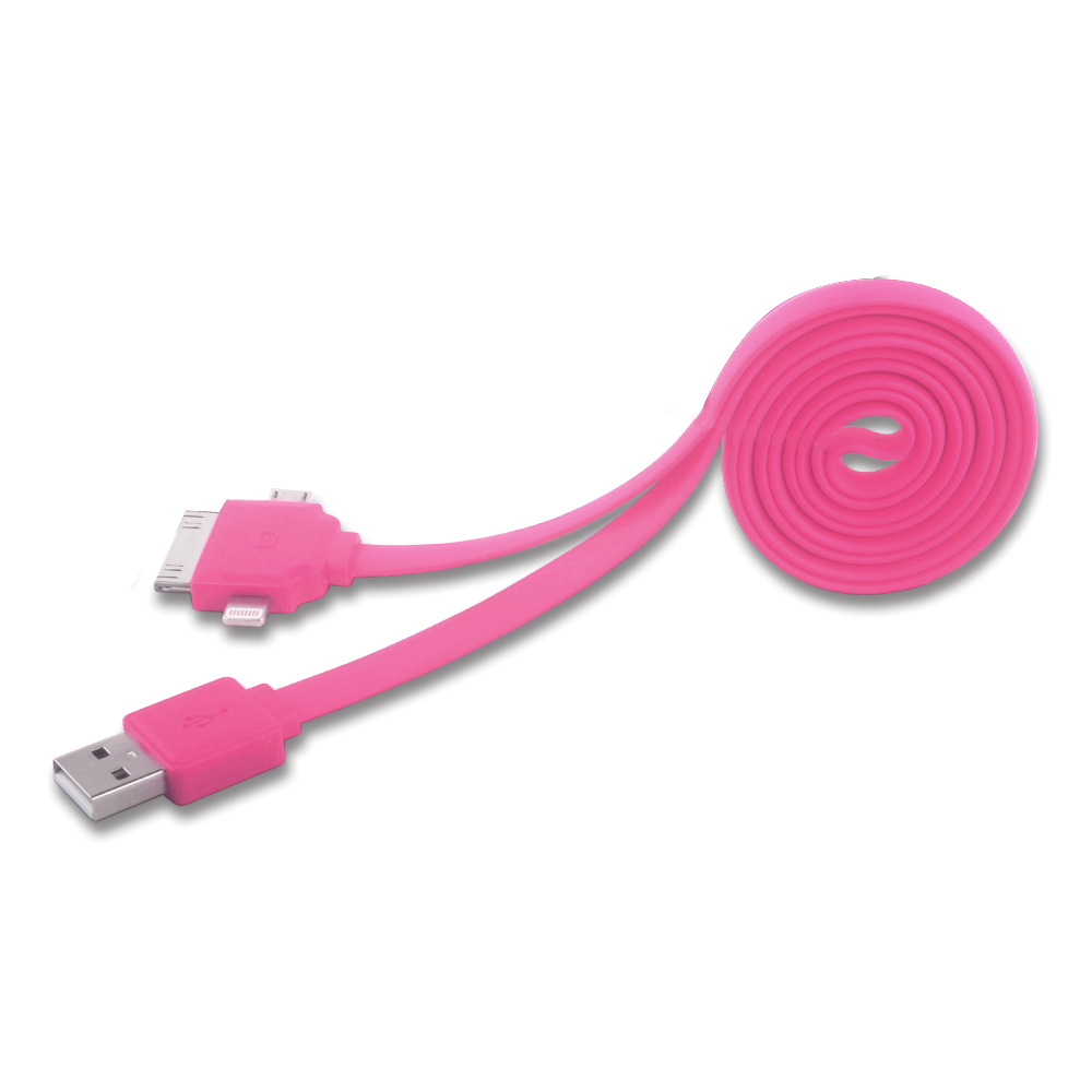 Harper CCH-401 pink Кабель USB на 3: microUSB + 30pin + Lightning; 0,3 м