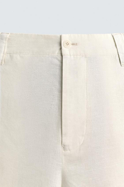 ZARA ШОРТЫ REGULAR FIT ИЗ КОНОПЛИ И ХЛОПКА, БЕЛЫЙ