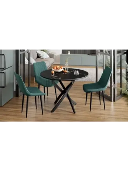 Стол кухонный круглый Стекло матовое мрамор 100(132)х75х75см