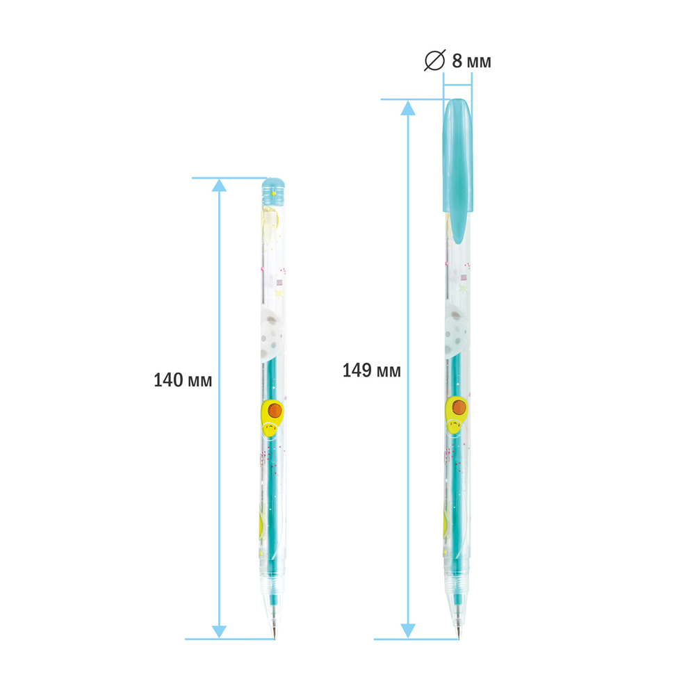 Набор гелевых ручек ArtSpace "Космические приключения" 06цв., 1,0мм, металлик, ПВХ чехол