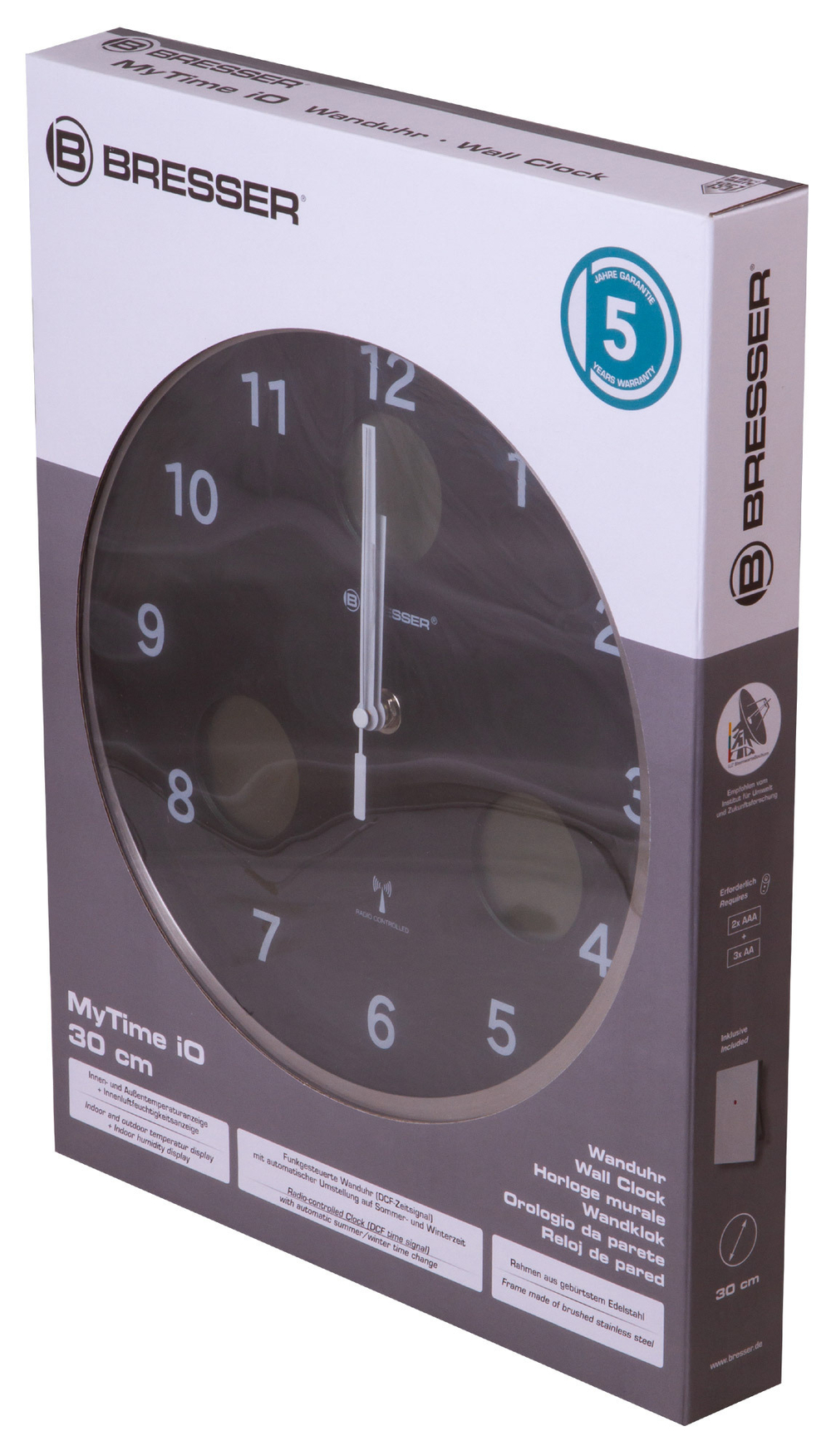 Метеостанция (настенные часы) Bresser MyTime io, 30 см, черная