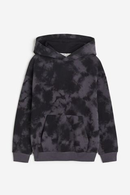 H&M Толстовка с принтом и капюшоном, угольный