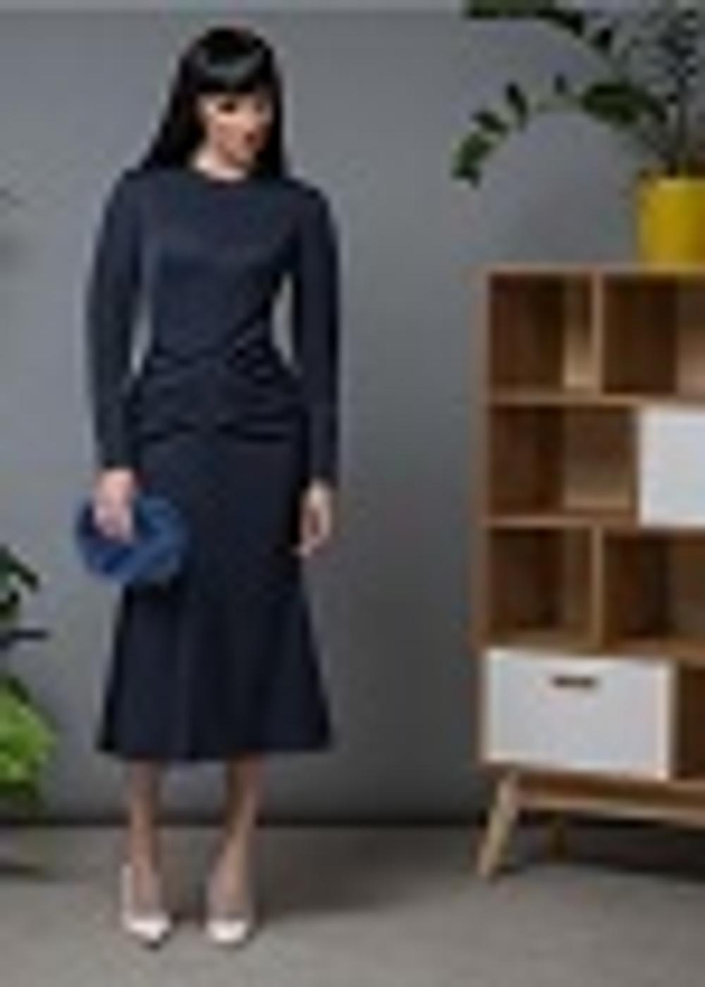 09-02-23 FW Платье-футляр из крепа с отрезной талией, синий XL