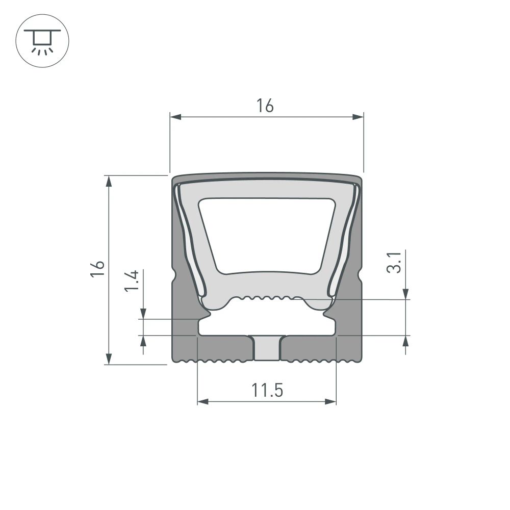 Силиконовый профиль WPH-FLEX-1616-TOP-S11-5m FULL BLACK (Arlight, Силикон) 045774