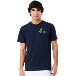 Теннисная футболка Lacoste Ultra Dry Printed - navy blue