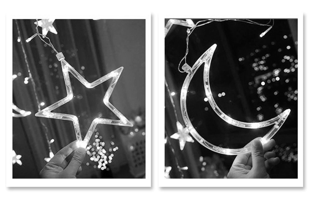 Гирлянда занавес Месяц и звезда 6х6