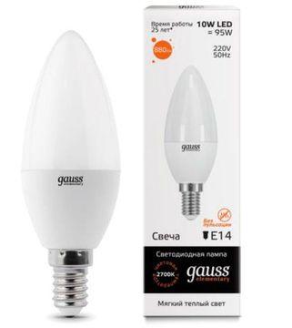 Лампа Gauss LED Elementary Candle 10W E14 3000K 33110