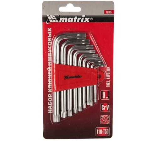 НАБОР КЛЮЧЕЙ ИМБУСОВЫХ MATRIX TORX Т10-Т50 9ШТ 12305