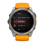 Спортивные часы Garmin fenix 8, 51 мм, AMOLED, титан, сапфир, силиконовый ремешок цвета «оранжевая искра»/графитовый Безель из титана, AMOLED-дисплей. Ремешок с классической застёжкой — на запястье обхватом 127–210 мм