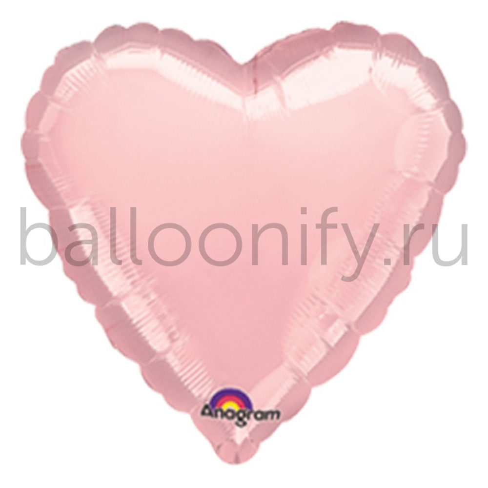 Фольгированная фигура, сердце, 18"/46СМ Пастель Pink