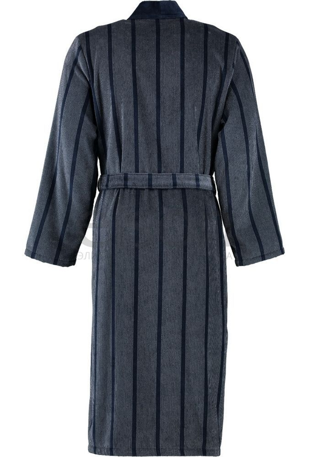 Элитный халат велюровый мужской 2830 синий от Cawo вид сзади