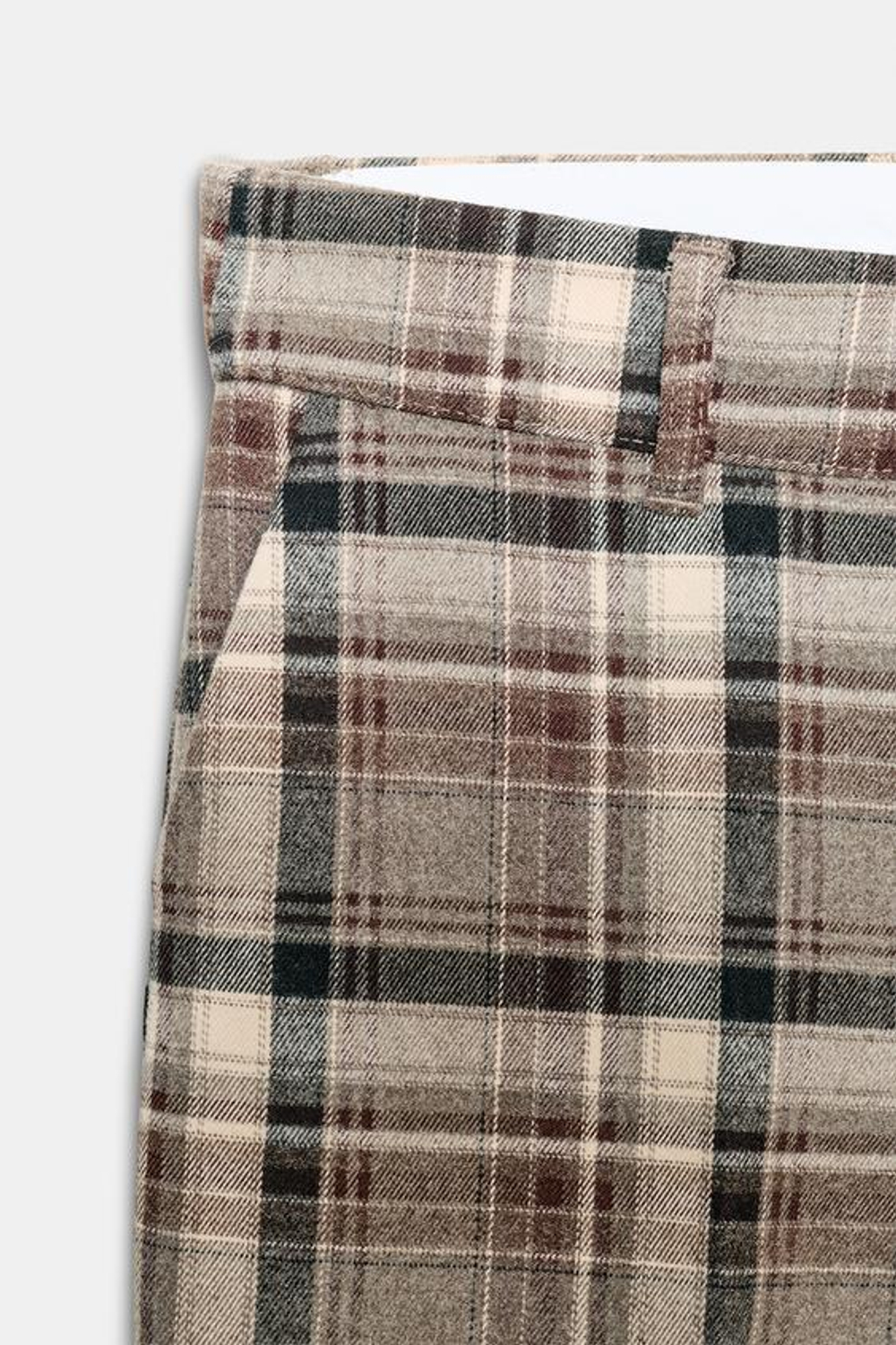 ZARA БРЮКИ В КЛЕТКУ, ХАКИ