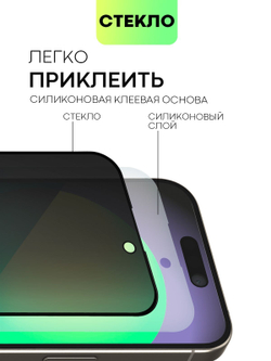 Стекло антишпион BROSCORP для Apple iPhone 15 Pro (арт.IP15PRO-FSP-GLASS-SPY )