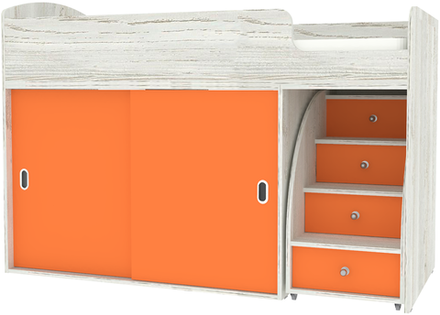 Кровать-чердак КарИВи Малыш Купе Винтерберг Оранжевый