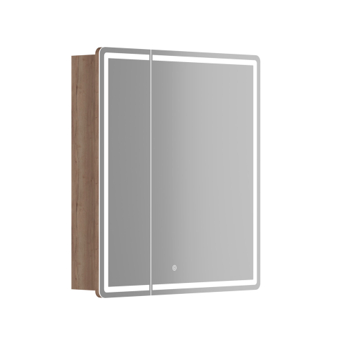 Зеркальный шкаф для ванной комнаты Sancos Mirror 690x150х740 мм, с LED подсветкой, цвет дуб галифакс натуральный, с розеткой арт. MI70EG
