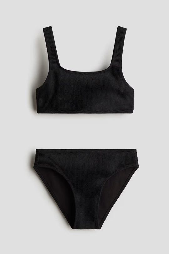 H&M КУПАЛЬНИК ИЗ РЕЛЬЕФНОЙ ТКАНИ, ЧЕРНЫЙ
