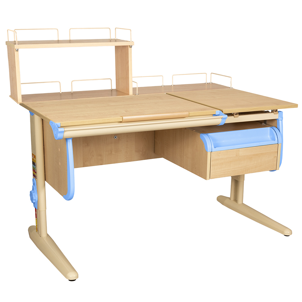 Растущая парта СУТ 25 с задними полками СУТ.15.210 и СУТ.15.240 и навесной тумбой (1200×880 мм)