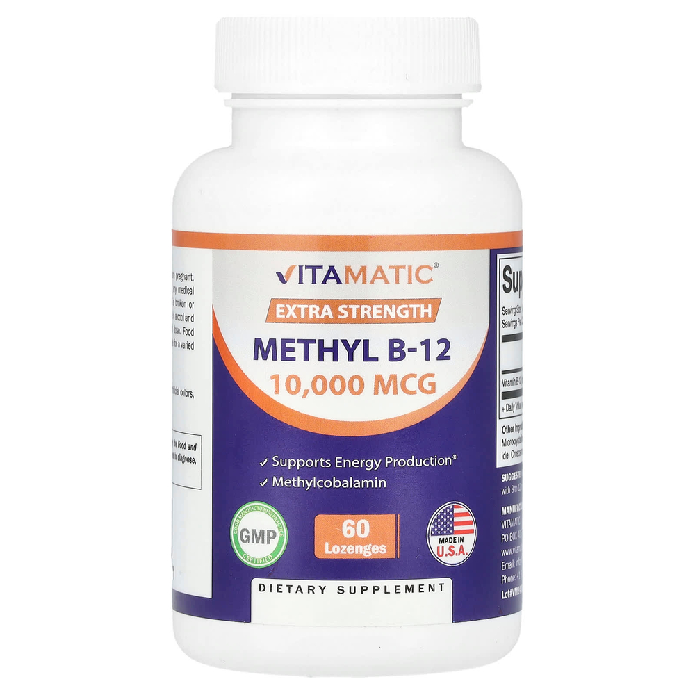 Vitamatic, Methyl B-12, метилкобаламин, 10 000 мкг, 60 пастилок