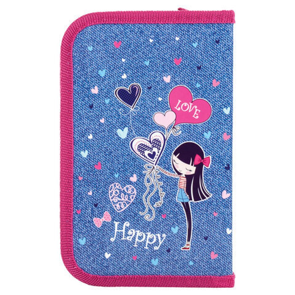 Пенал ПИФАГОР, 1 отделение, ламинированный картон, 19х11 см, Happy girl, 270160