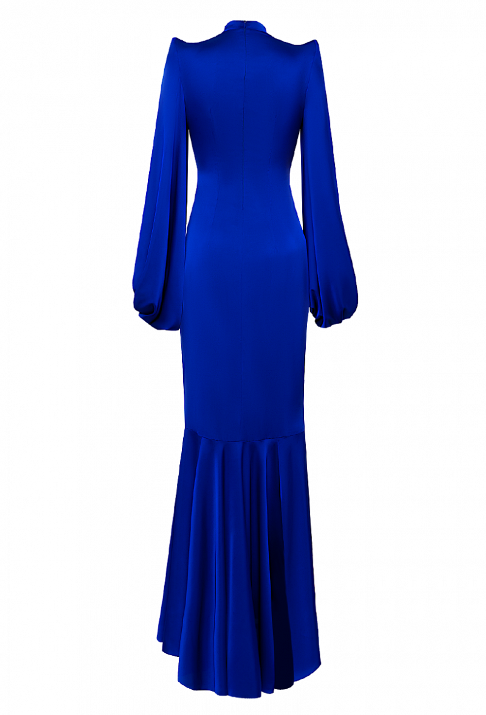 Платье синее силуэта "рыбка" воротник стойка 16-01-21SS